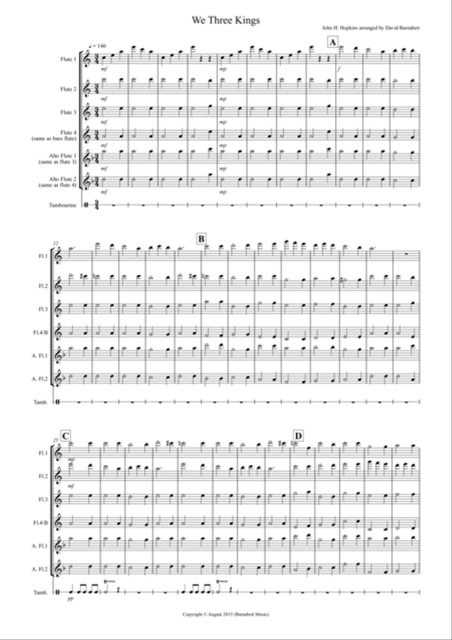 We Three Kings for Flute Quartet Flute Quartet scores gallery preview page 1