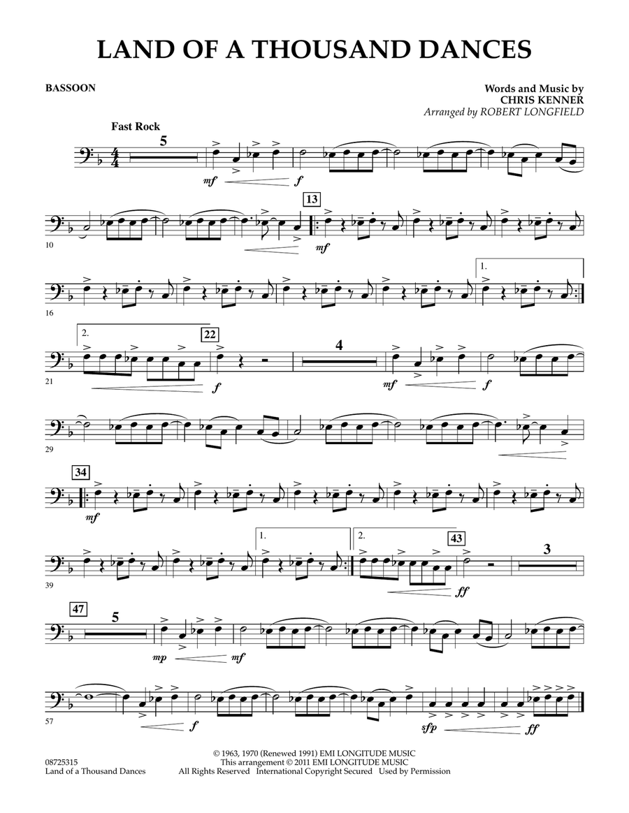 Land Of A Thousand Dances - Bassoon Concert Band scores gallery preview page 1
