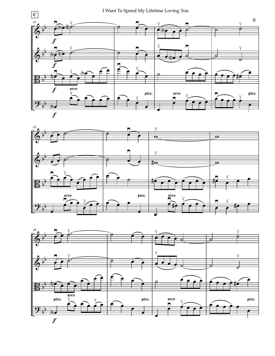 I Want To Spend My Lifetime Loving You String Quartet scores gallery preview page 6
