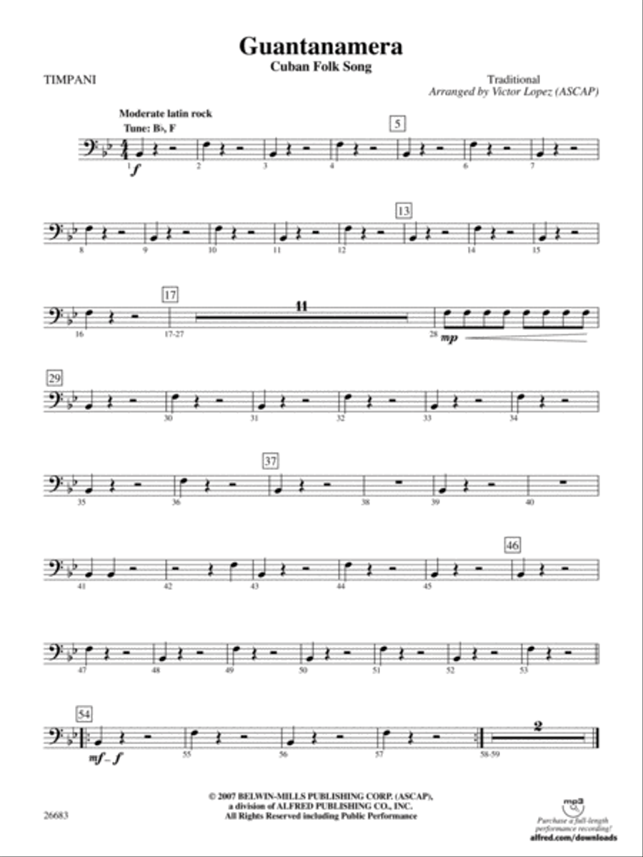 Guantanamera: Timpani Concert Band scores gallery preview page 1