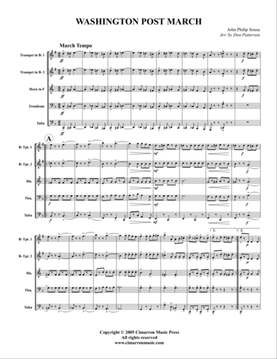 Washington Post March Brass Quintet scores gallery preview page 1