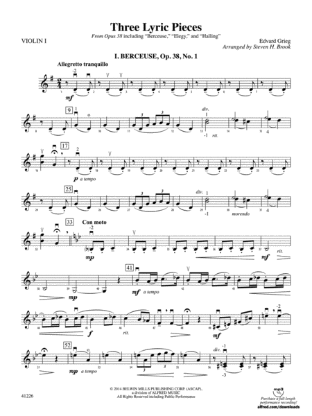 Three Lyric Pieces: 1st Violin