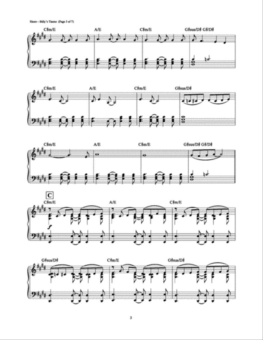 Billy's Theme (from The Departed) Piano Solo scores gallery preview page 3