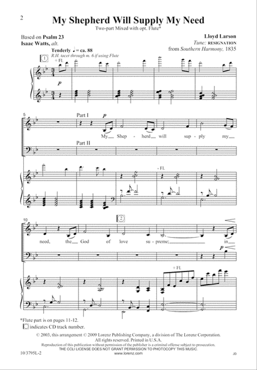 My Shepherd Will Supply My Need 2-Part scores gallery preview page 3