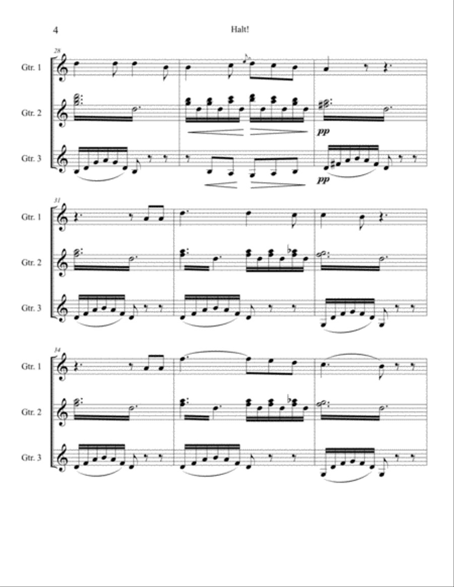 Halt! Guitar Ensemble scores gallery preview page 4