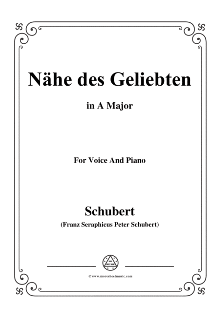 Schubert-Nähe des Geliebten,Op.5 No.2,in A Major,for Voice&Piano Voice scores gallery preview page 1
