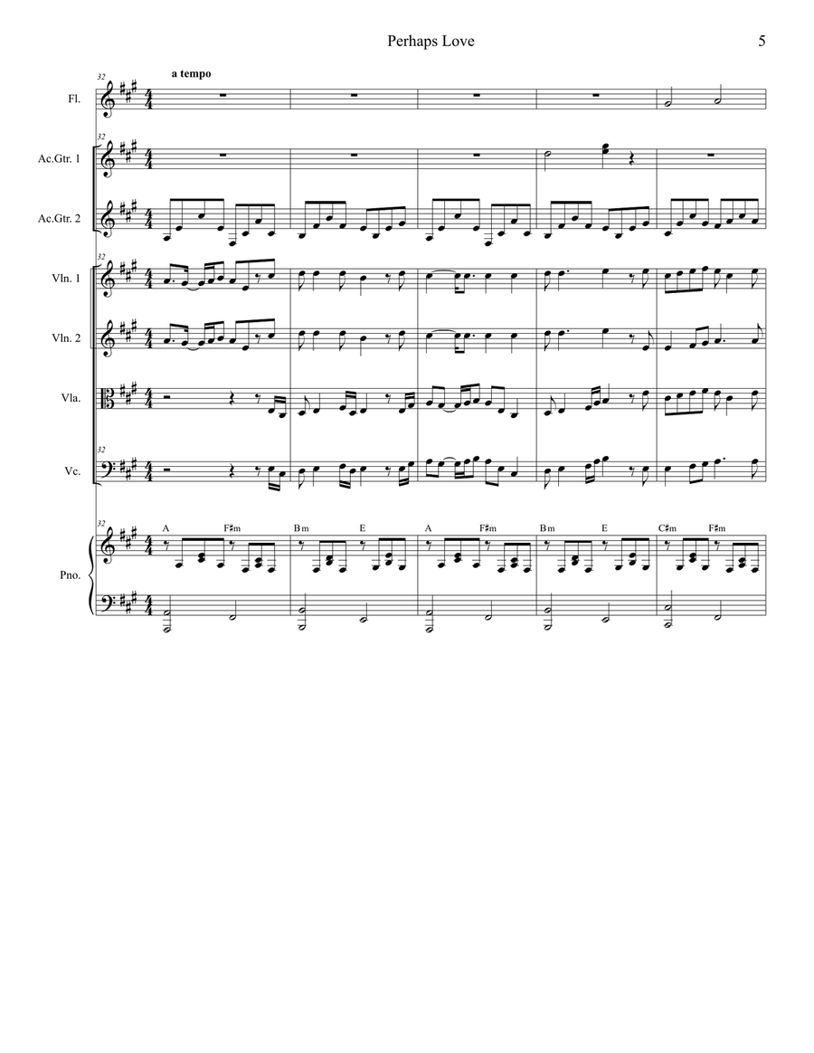 Perhaps Love Perhaps Love String Quartet scores gallery preview page 5