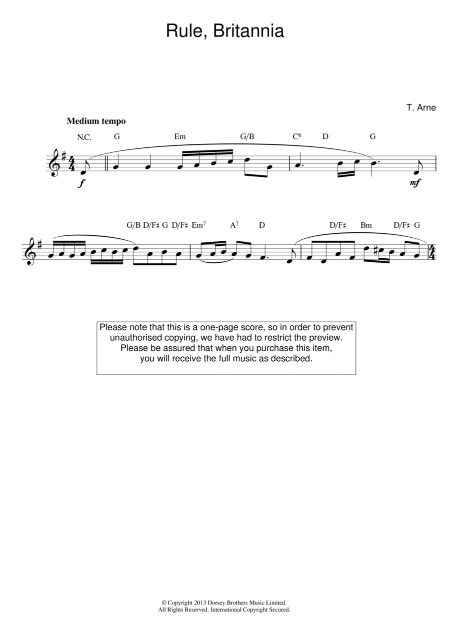 Rule Britannia Rule Britannia Piano scores gallery preview page 1