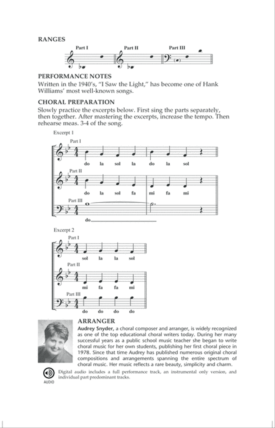 I Saw The Light (arr. Audrey Snyder) 3-Part scores gallery preview page 11