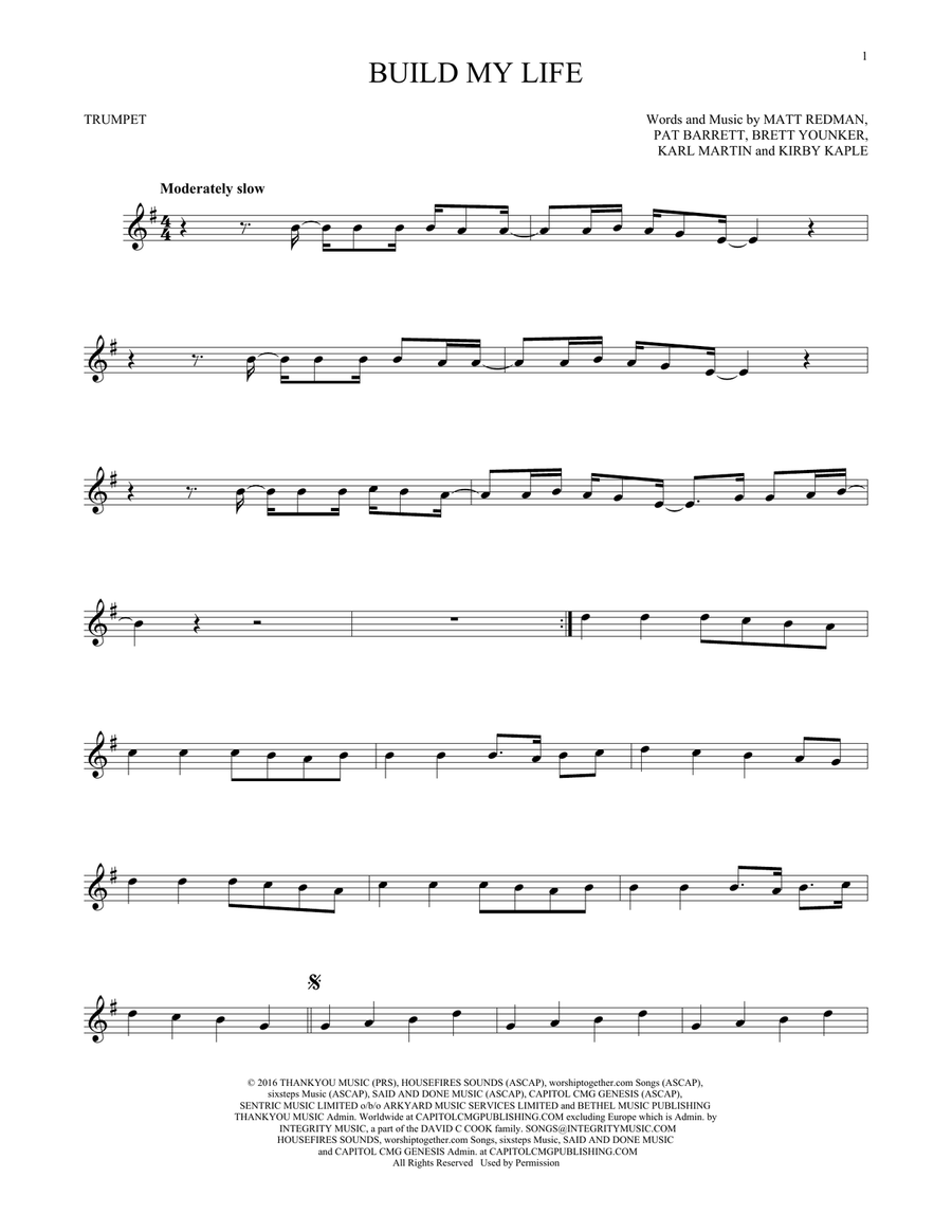 Build My Life Build My Life Trumpet Solo scores gallery preview page 1