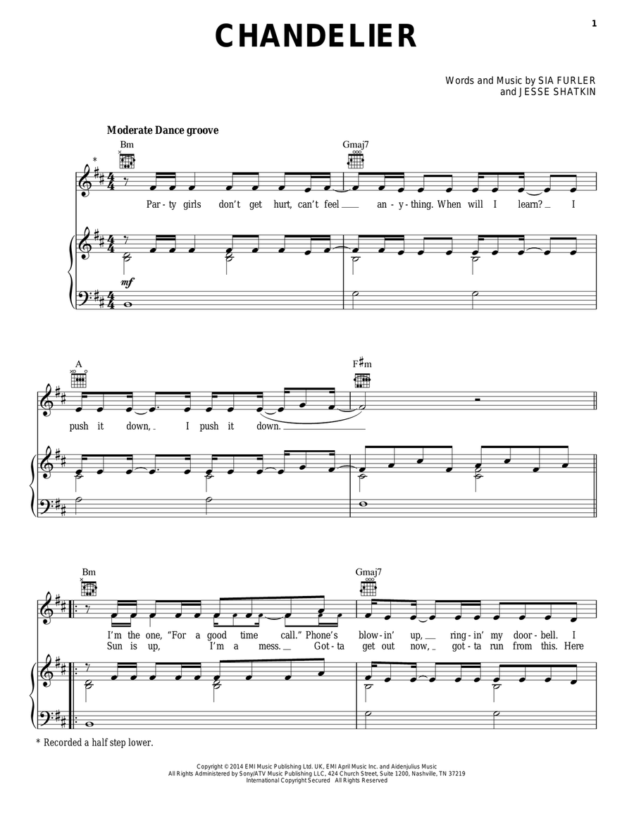 Chandelier Acoustic Guitar scores gallery preview page 1