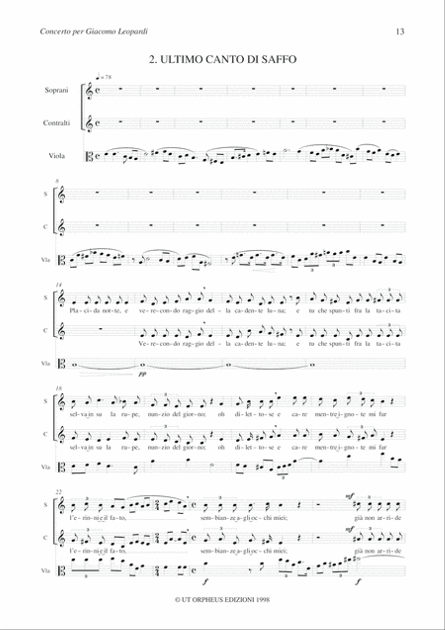 Concerto for Giacomo Leopardi for Choir and String Quartet (1996-97) Choir scores gallery preview page 7
