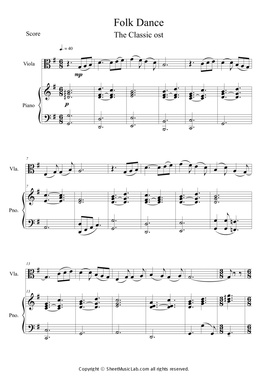 Folk Dance Viola scores gallery preview page 1