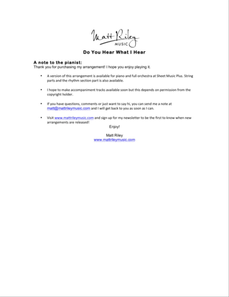 Do You Hear What I Hear Piano Solo scores gallery preview page 1