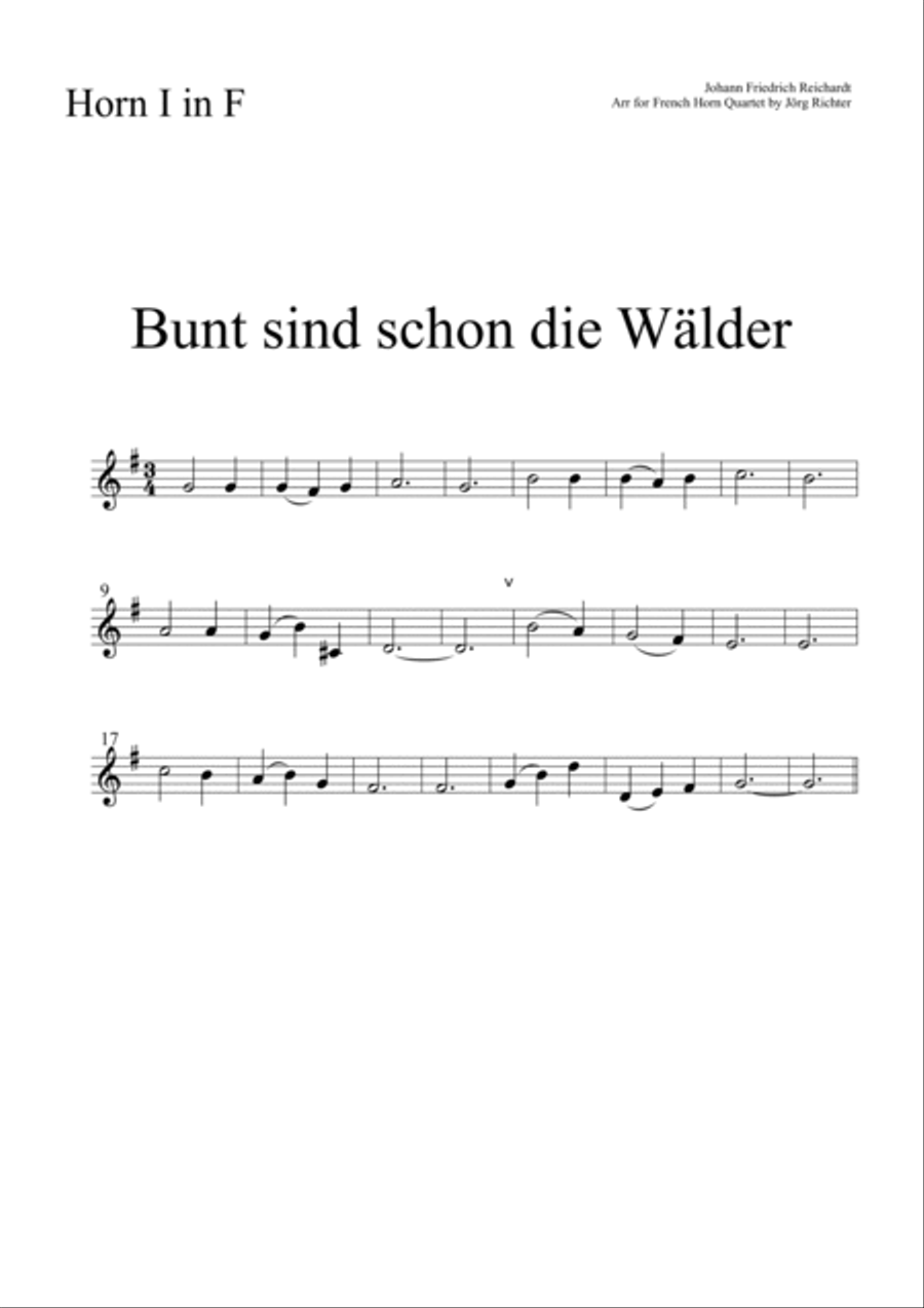 Bunt sind schon die Wälder für Hornquartett Brass Quartet scores gallery preview page 3