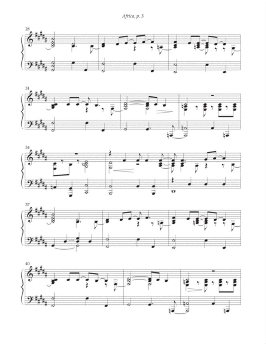 Africa Piano Solo scores gallery preview page 3