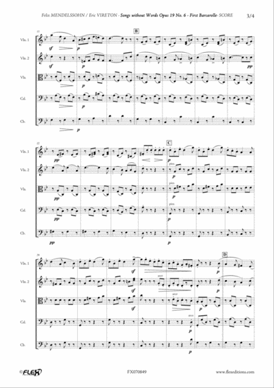 Songs without Words Opus 19 No. 6 String Quintet scores gallery preview page 3