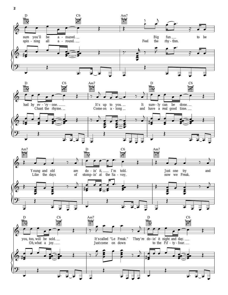 Le Freak Piano, Vocal, Guitar scores gallery preview page 2