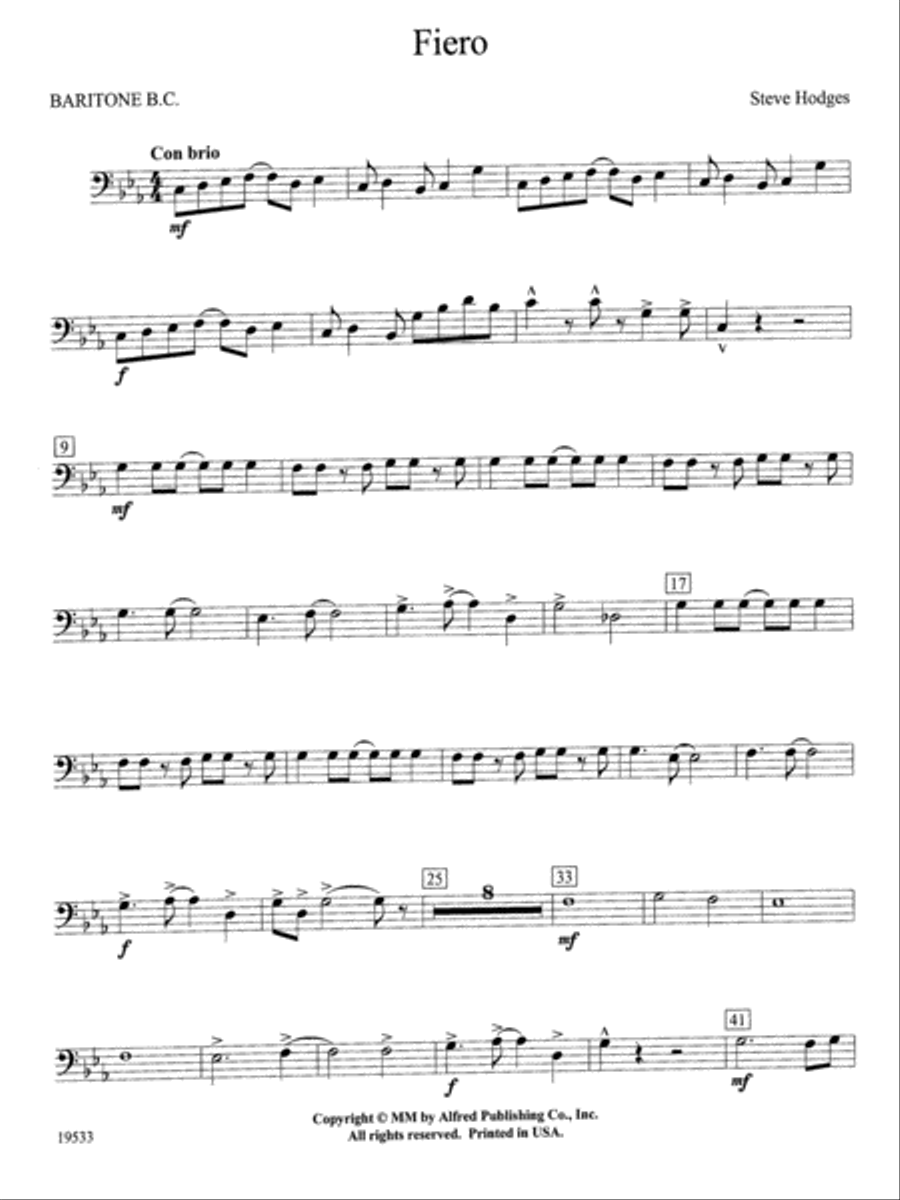 Fiero: Baritone B.C. Concert Band scores gallery preview page 1