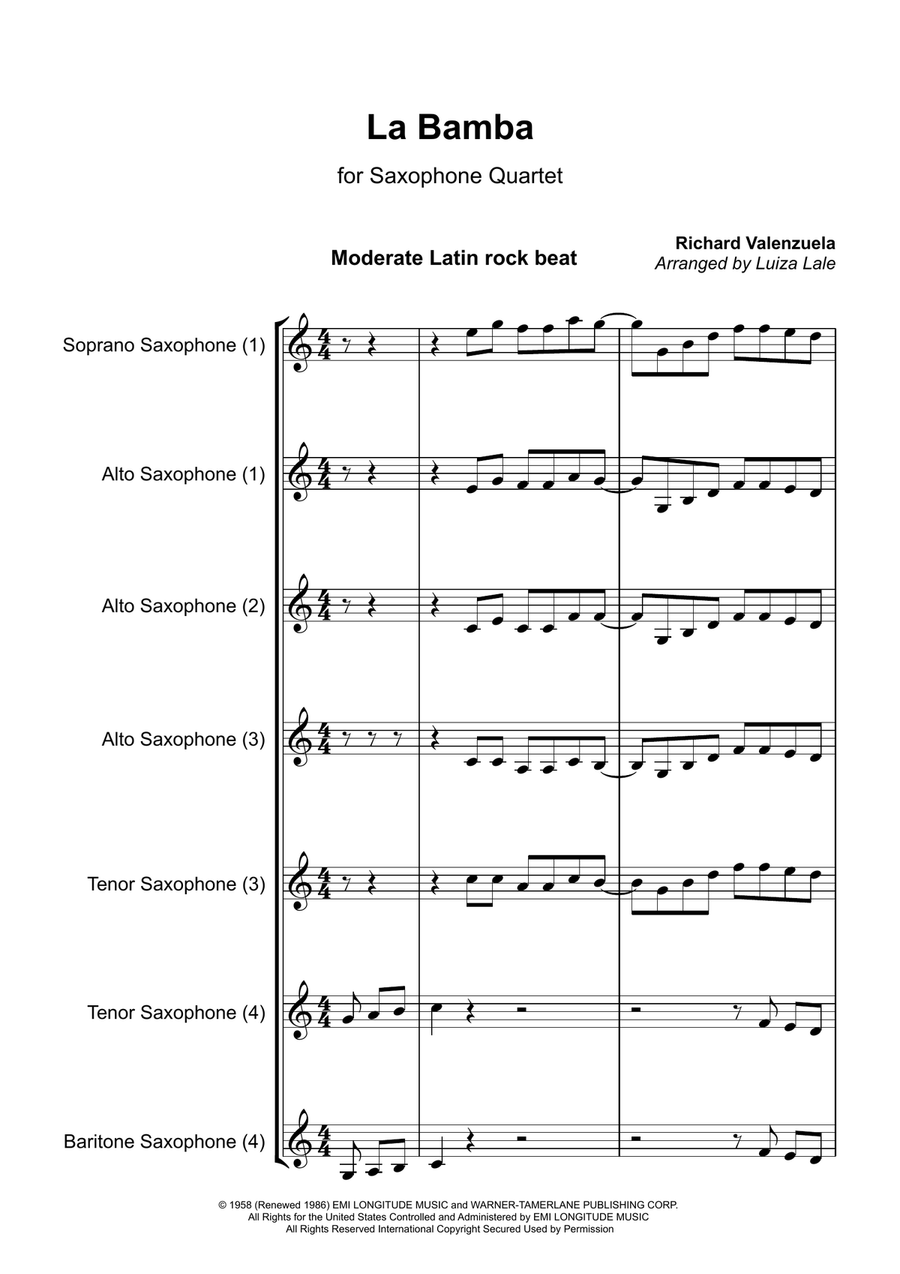 La Bamba La Bamba Saxophone Quartet scores gallery preview page 2