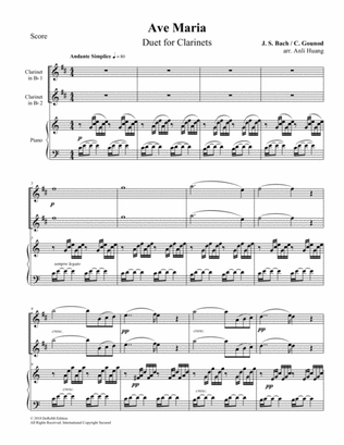 Ave Maria - Duet for Clarinets (Piano Score)