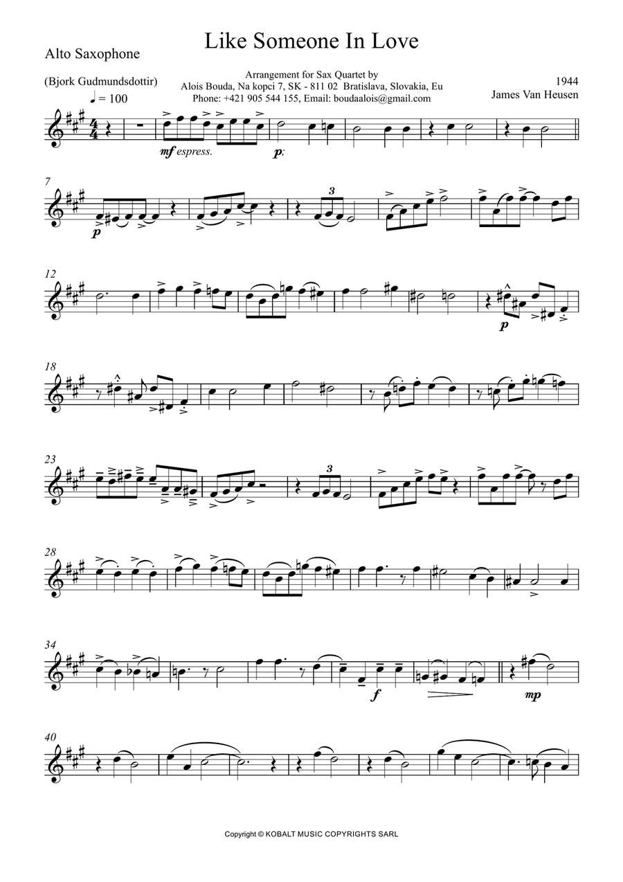 Like Someone In Love Saxophone Quartet scores gallery preview page 5