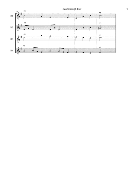Scarborough Fair - recorder or flute quartet image number null