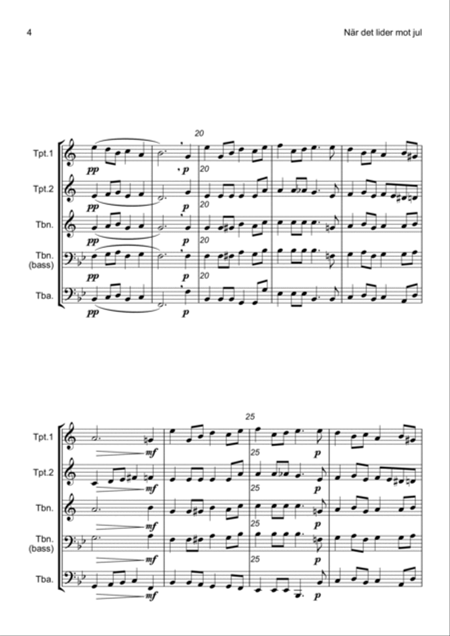 När det lider mot jul (Brass Quartet) Brass Quartet scores gallery preview page 4