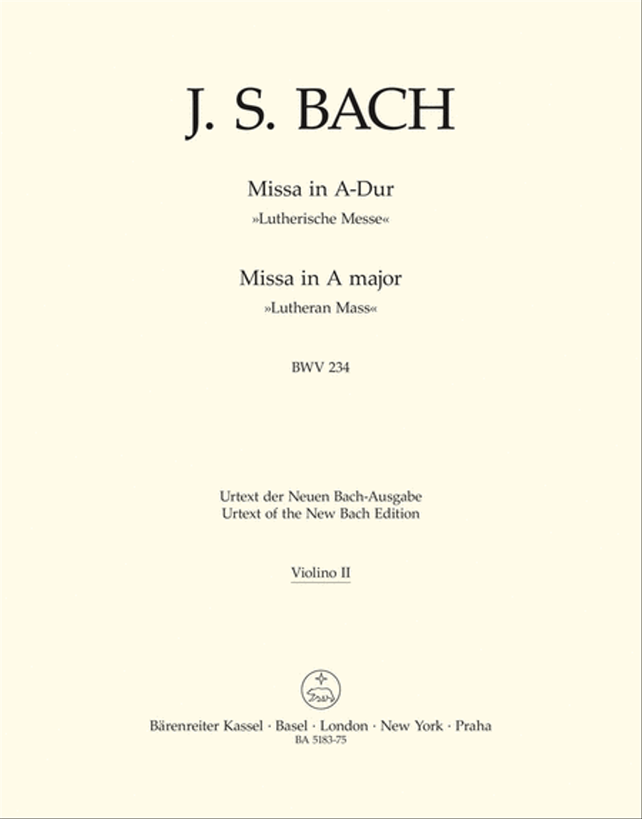 Mass in A major BWV 234 'Lutheran Mass 2' Violin scores gallery preview page 1