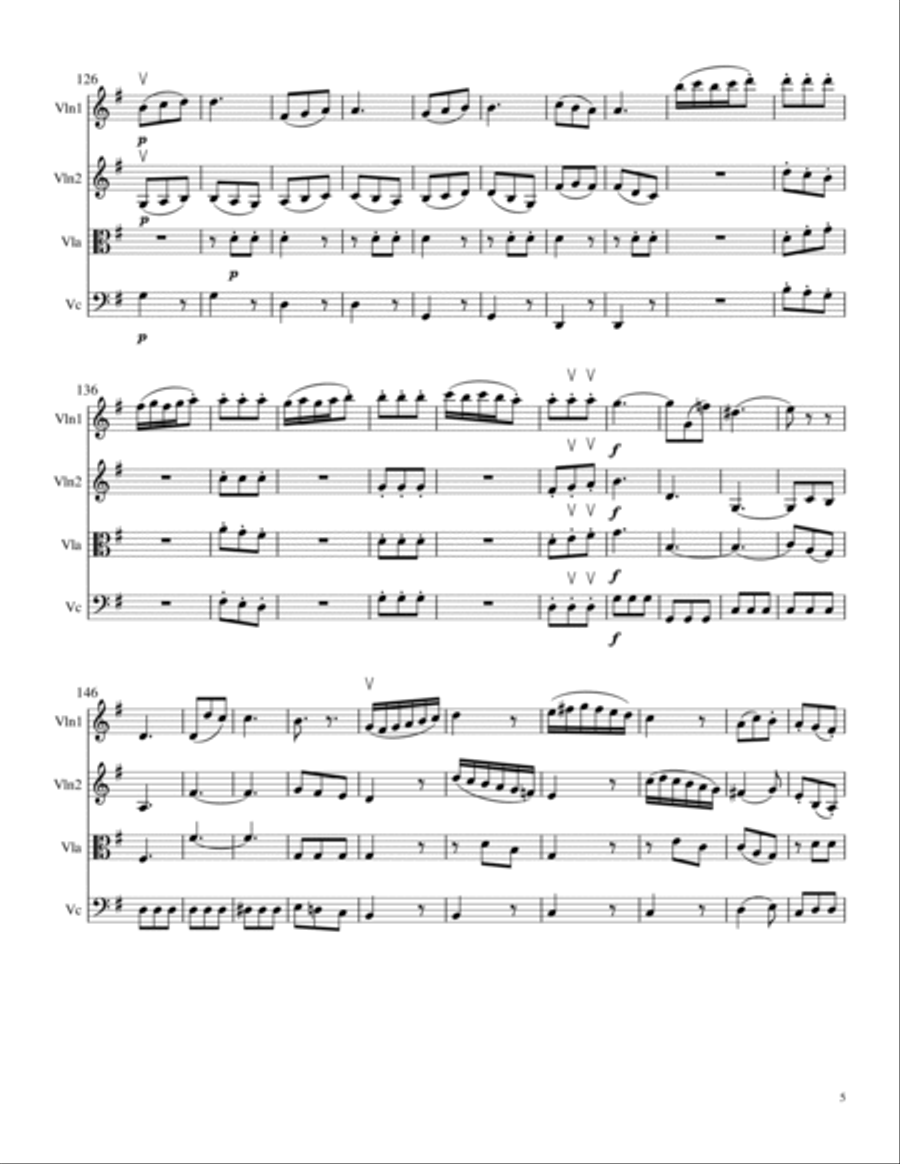 Mozart String Quartet #3 in G Major, K.156, 134b String Quartet scores gallery preview page 6