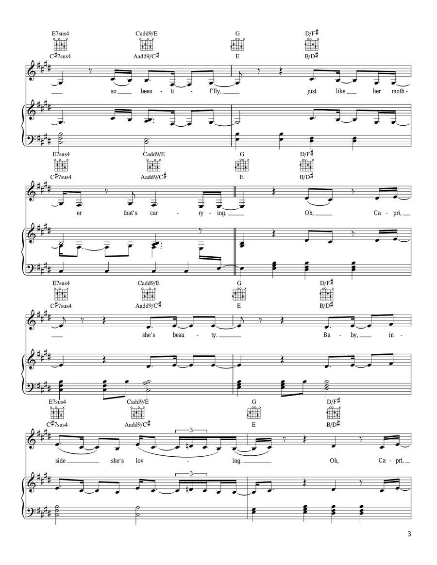 Capri Capri Piano, Vocal, Guitar scores gallery preview page 3