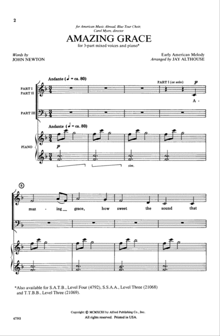 Amazing Grace Choir scores gallery preview page 1
