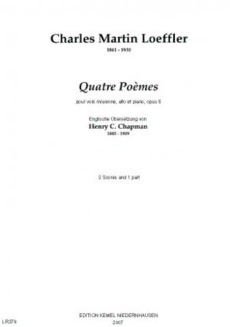 Quatre poemes : for medium voice, viola and piano, opus 5