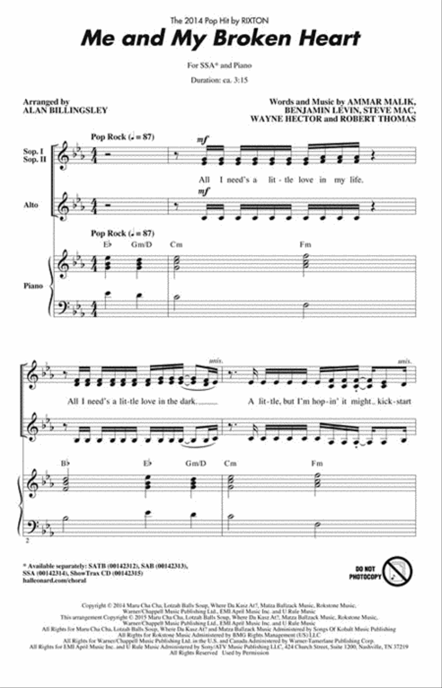 Me and My Broken Heart Me and My Broken Heart SSA scores gallery preview page 2
