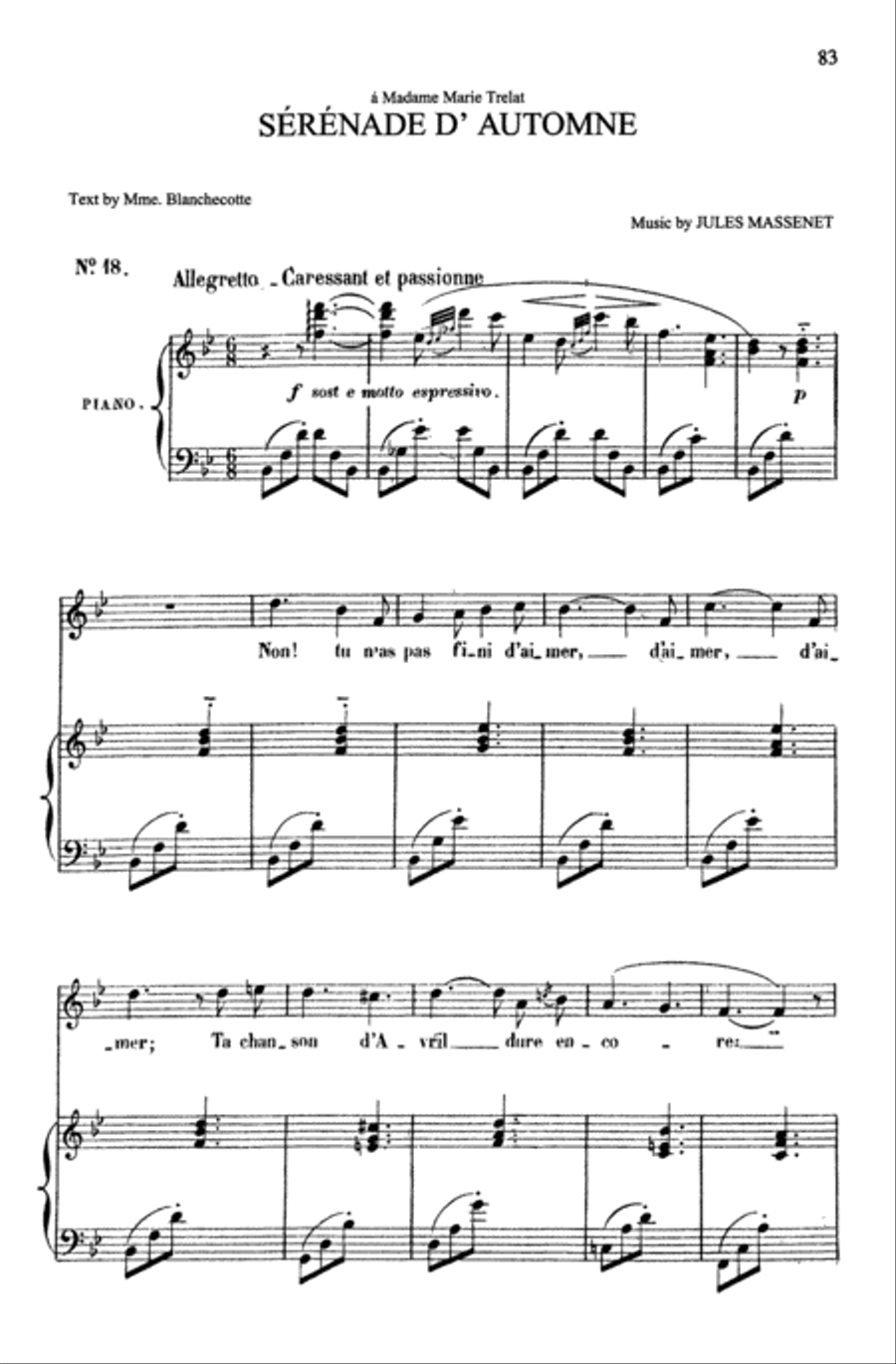 Massenet: Songs, Volume I, High Voice (French) High Voice scores gallery preview page 1