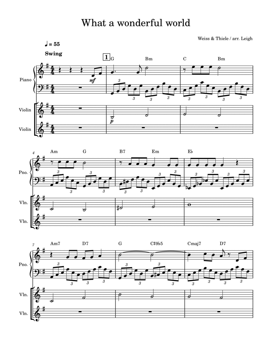 What A Wonderful World String Duet scores gallery preview page 1