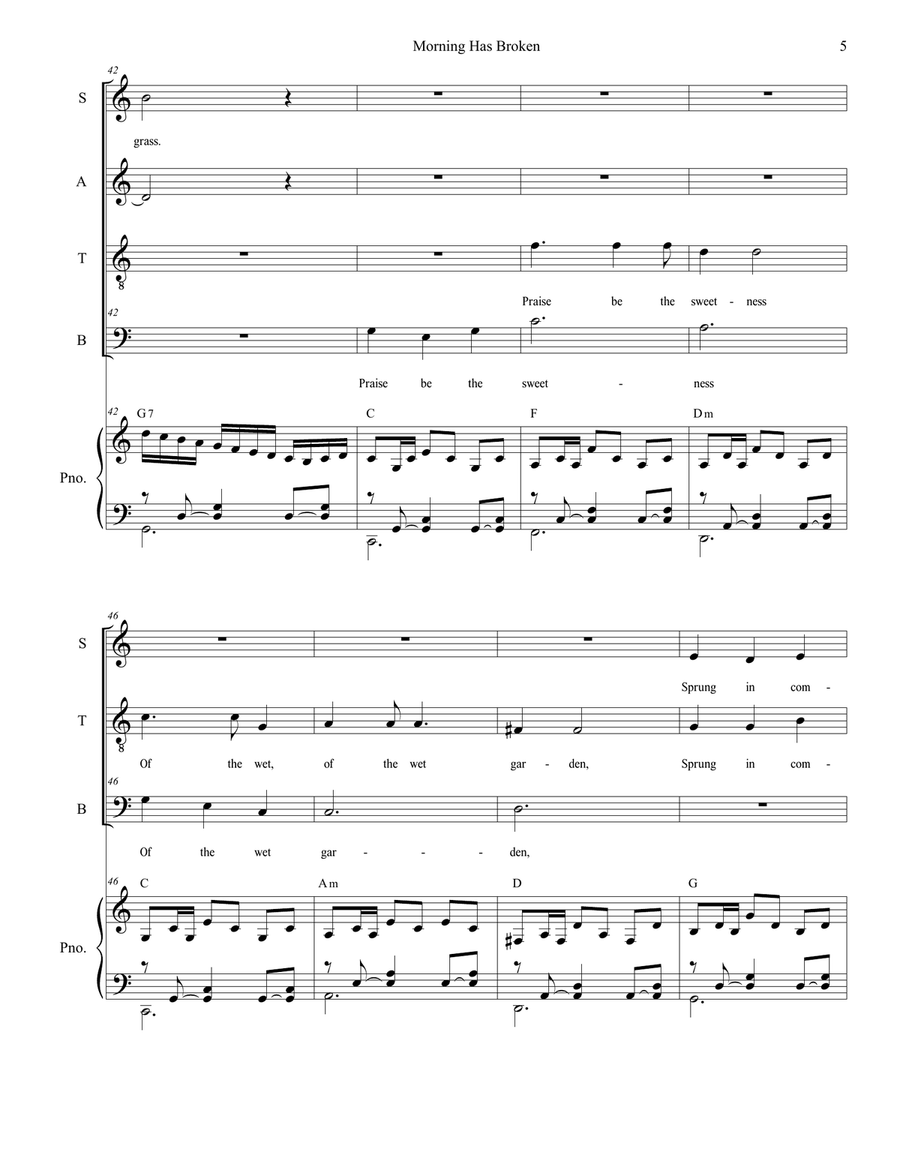 Morning Has Broken 4-Part scores gallery preview page 5