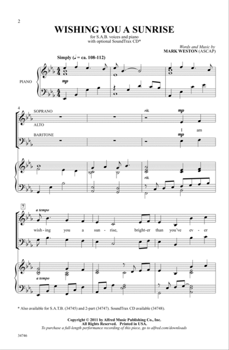 Wishing You a Sunrise 3-Part scores gallery preview page 1