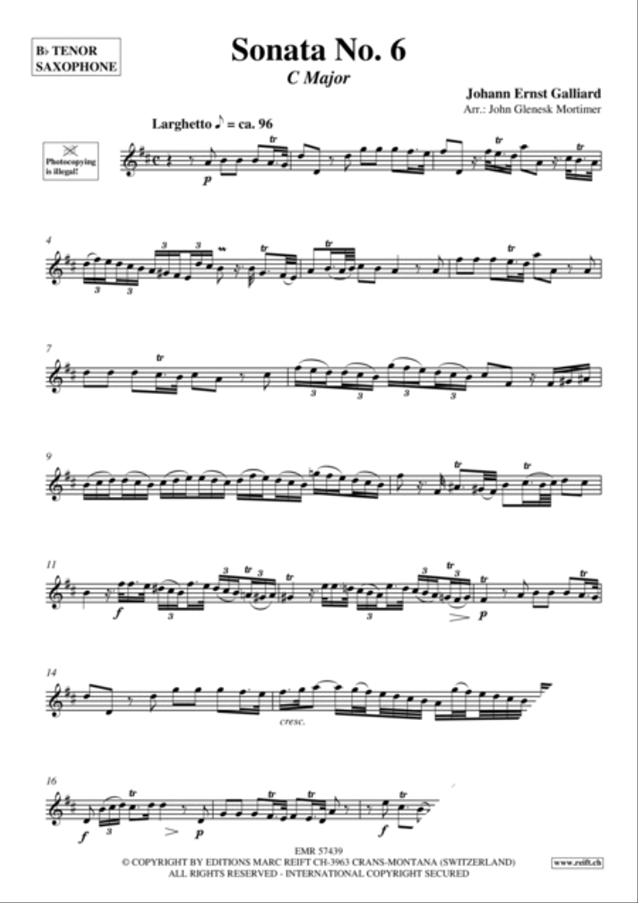 Sonata No. 6 Tenor Saxophone scores gallery preview page 3