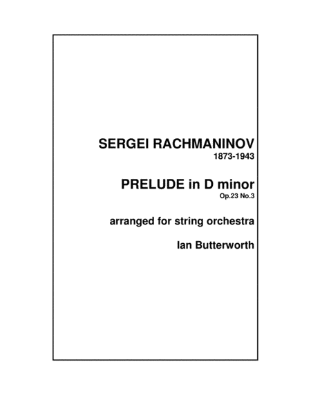 RACHMANINOV Prelude Op.23 No.3 for string orchestra image number null