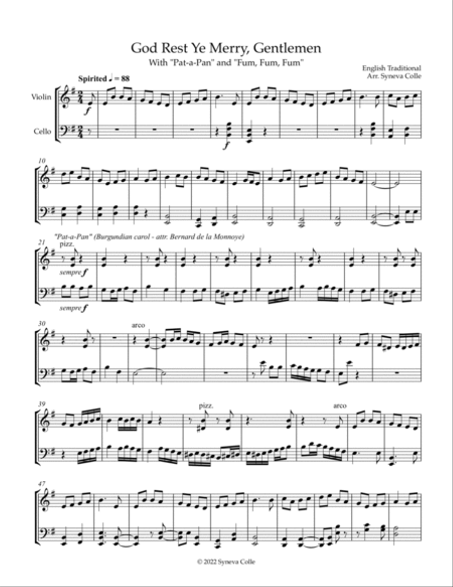 God Rest Ye Merry Gentlemen Medley String Duet scores gallery preview page 2