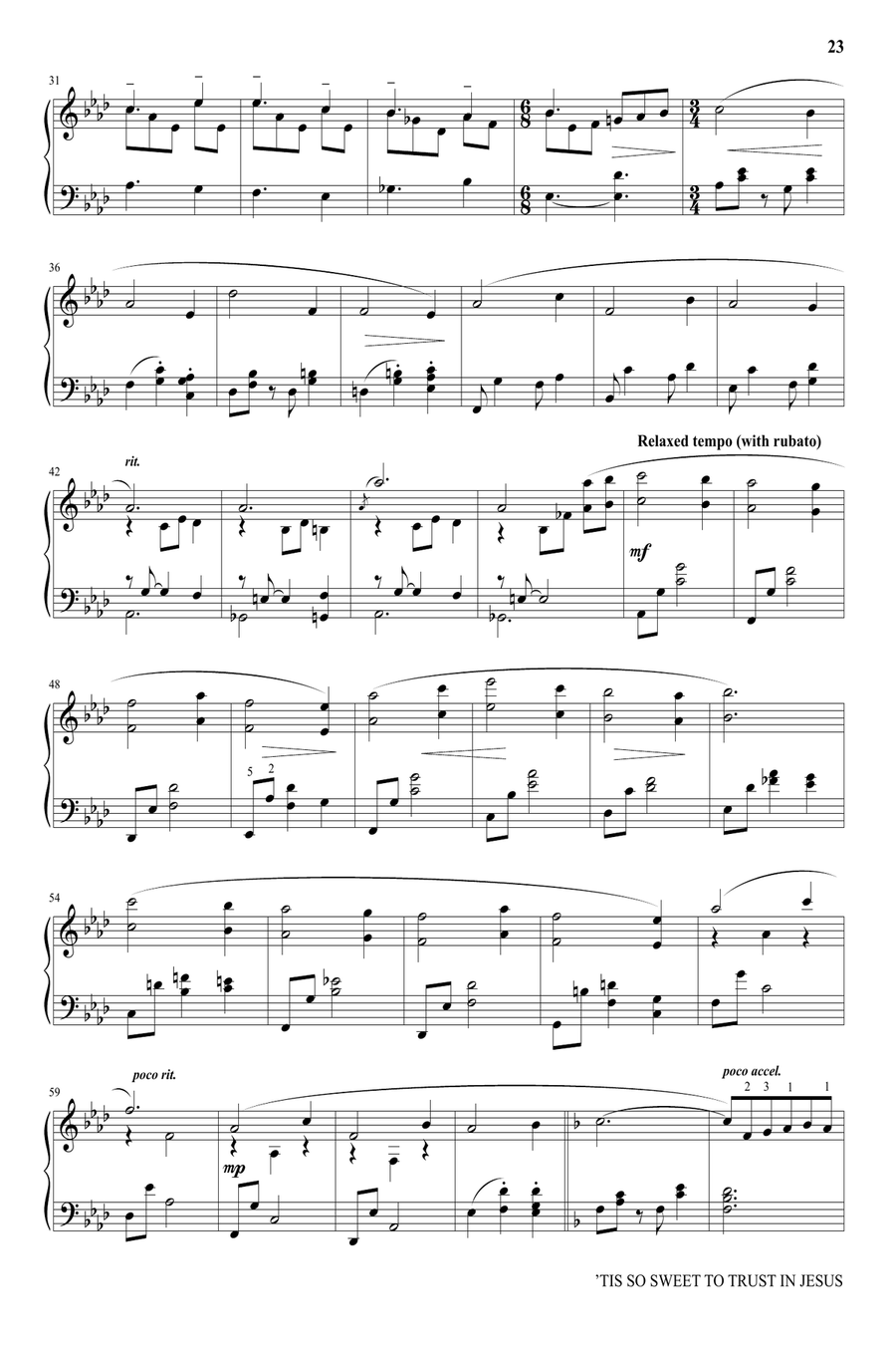 'Tis So Sweet To Trust In Jesus Piano Solo scores gallery preview page 2