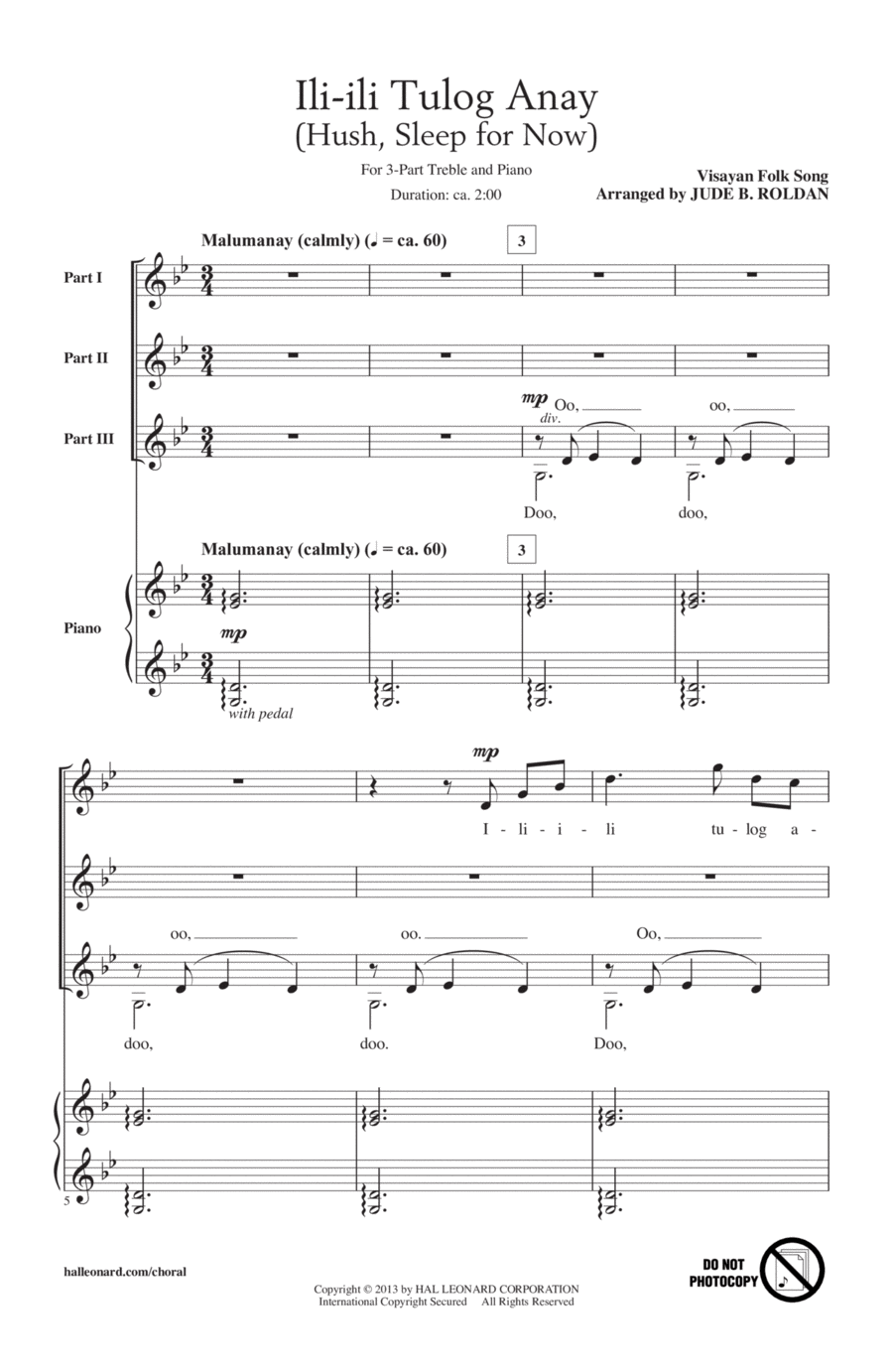 Ili-Ili Tulog Anay 3-Part scores gallery preview page 1