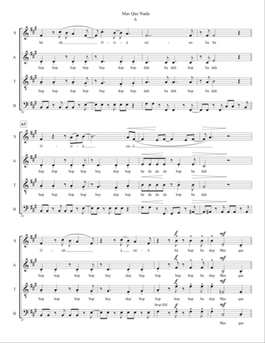 Mas Que Nada 4-Part scores gallery preview page 6