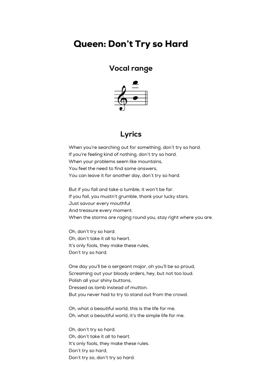 Don't Try So Hard Piano, Vocal scores gallery preview page 2