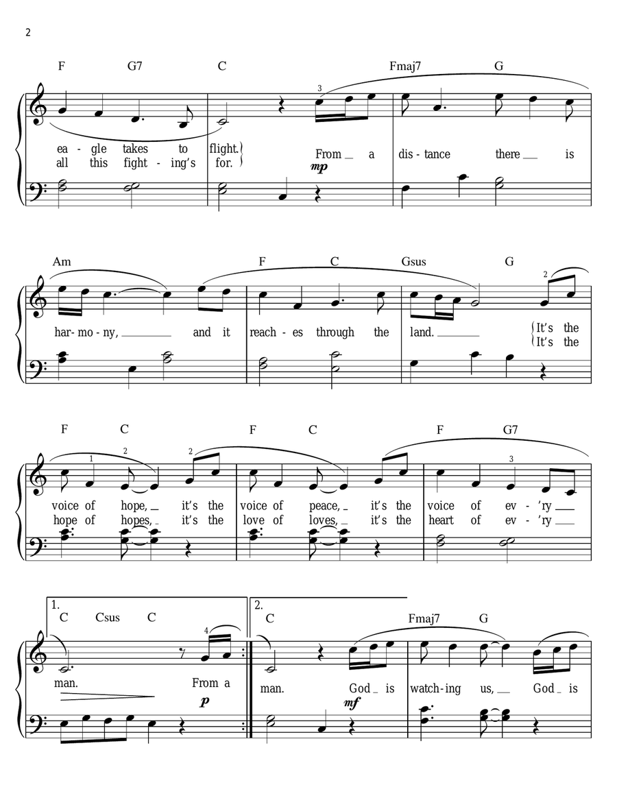 From A Distance (arr. Phillip Keveren) Easy Piano scores gallery preview page 2