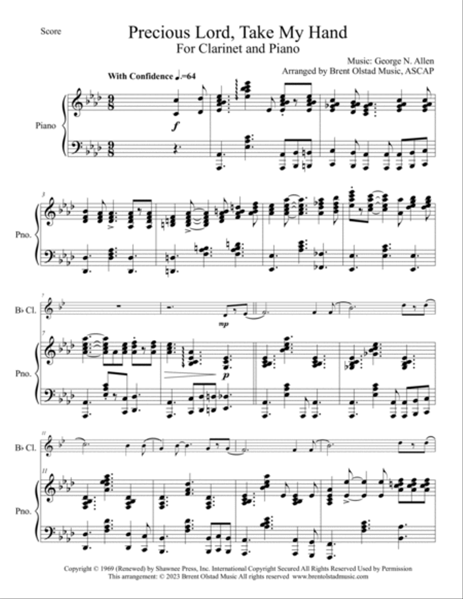 Precious Lord Take My Hand B-Flat Clarinet scores gallery preview page 2