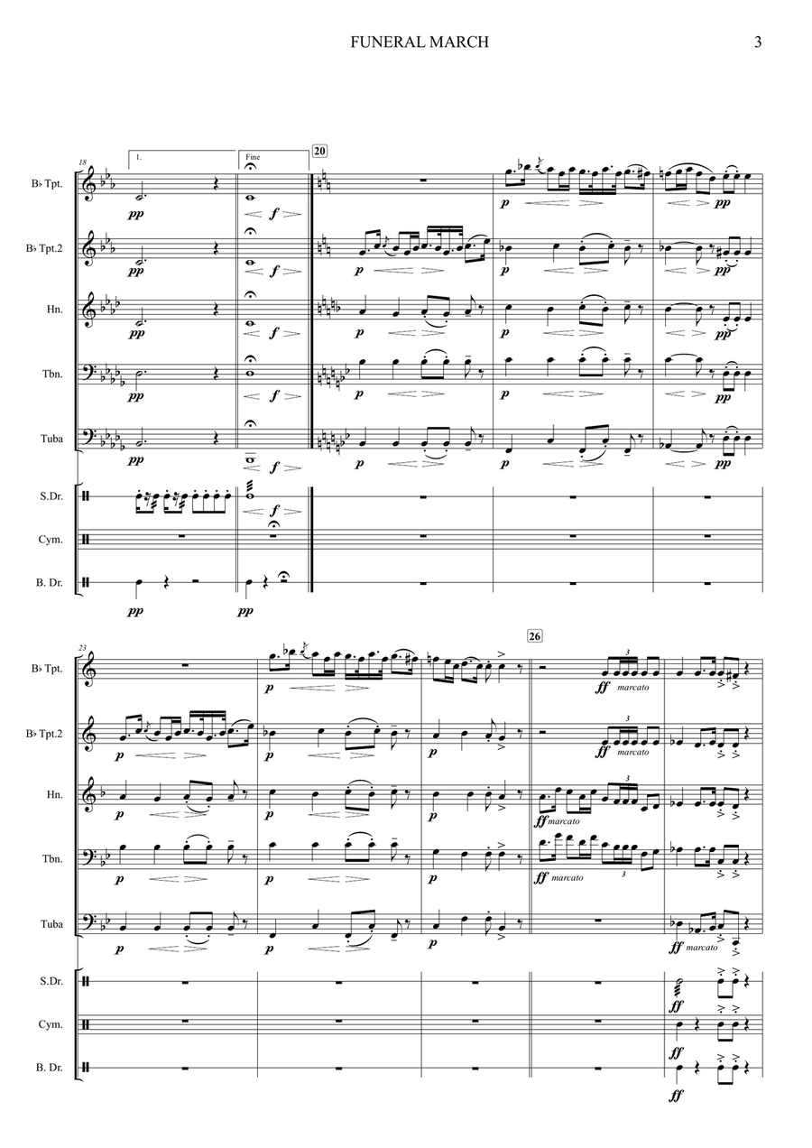 Funeral March in memory of Rikard Nordraak Brass Ensemble scores gallery preview page 3