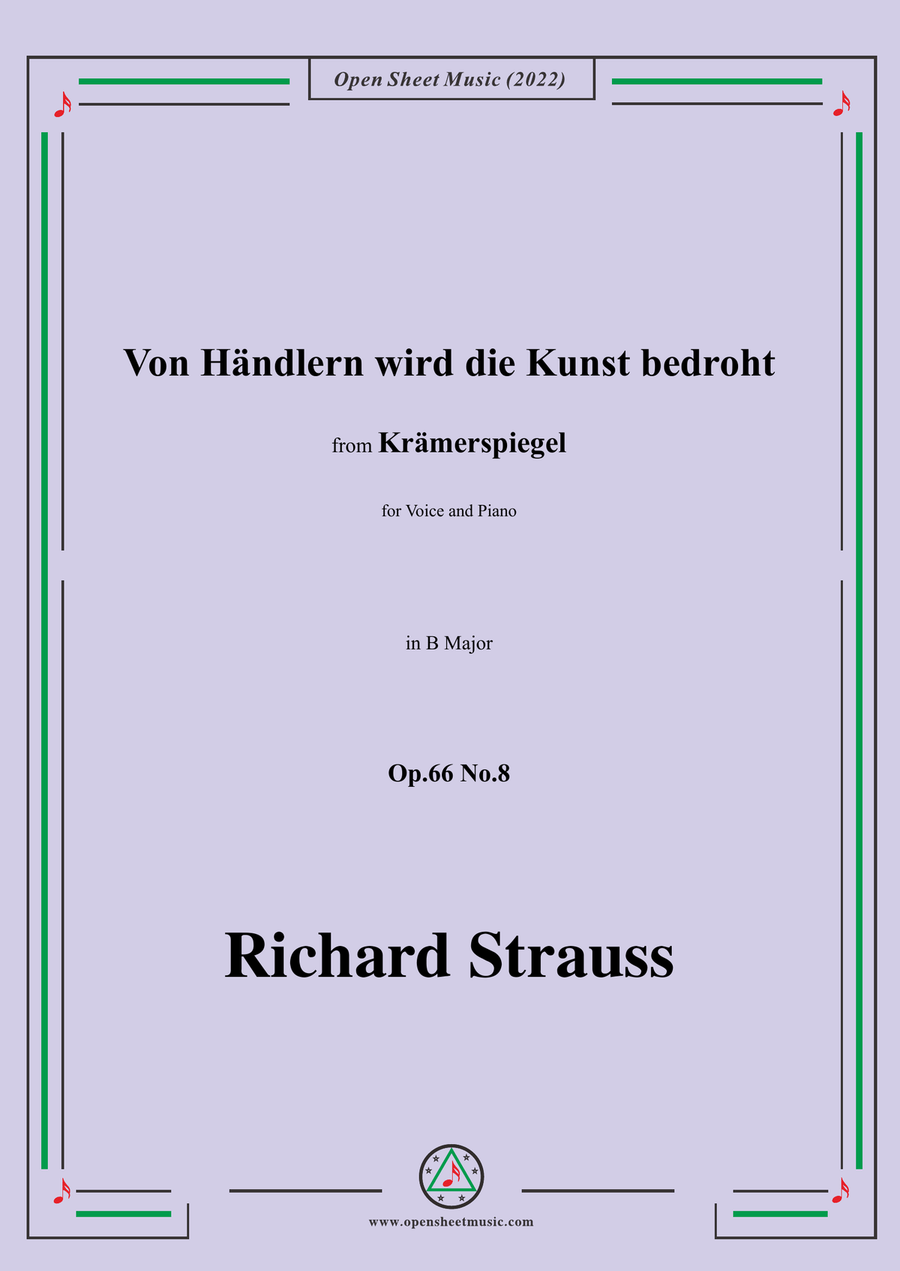 Richard Strauss-Von Händlern wird die Kunst bedroht,in B Major,Op.66 No.8