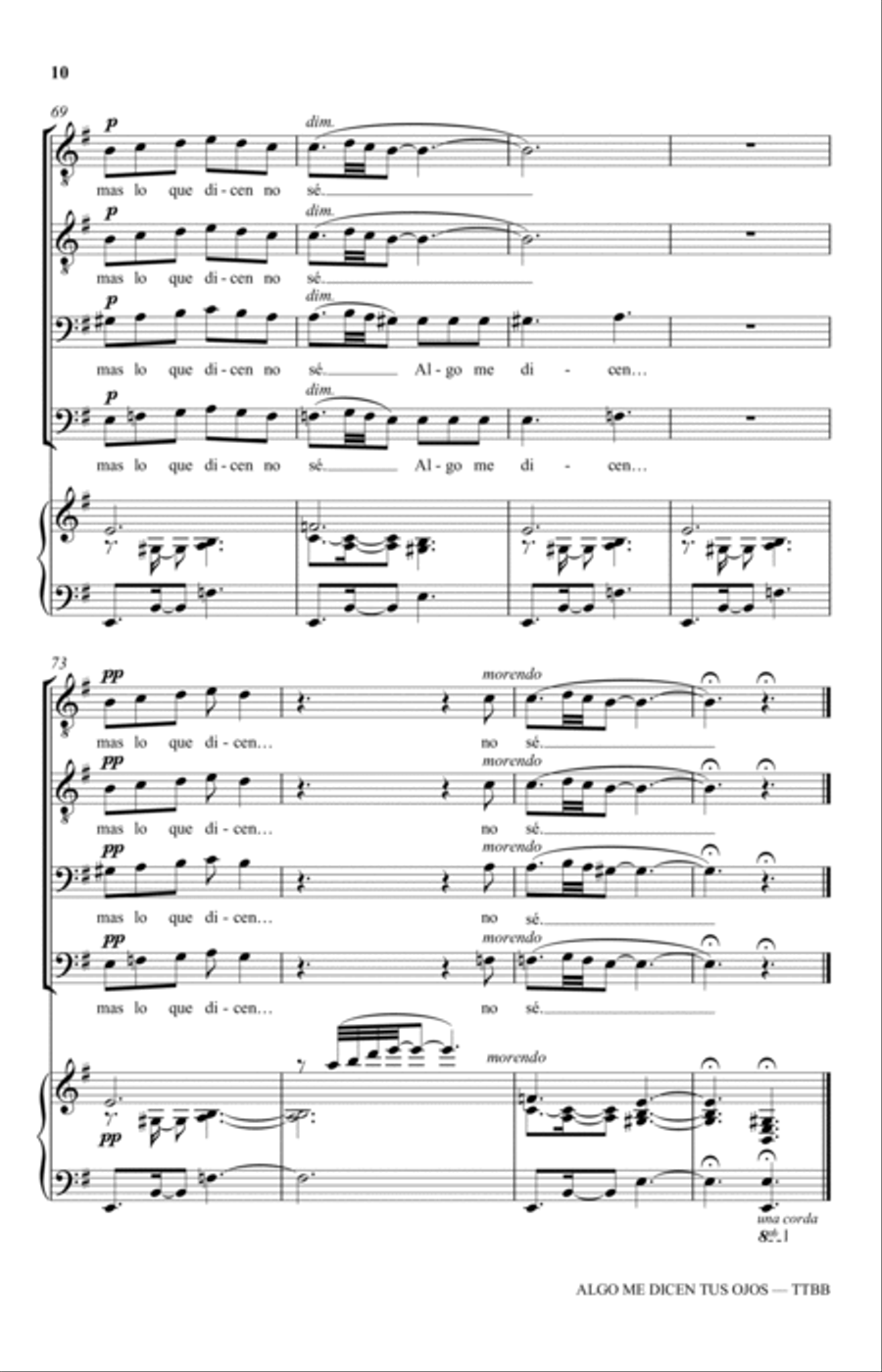 Algo Me Dicen Tus Ojos (from Three Spanish Songs for Men's Choir) TTBB scores gallery preview page 10